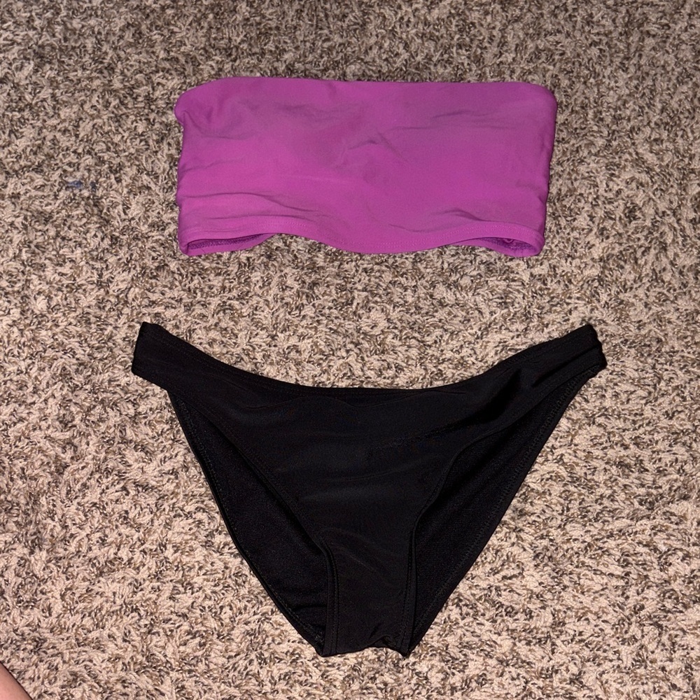 Forever 21, Magenta and Black Padded Bikini Set, NEVER WORN, size small
